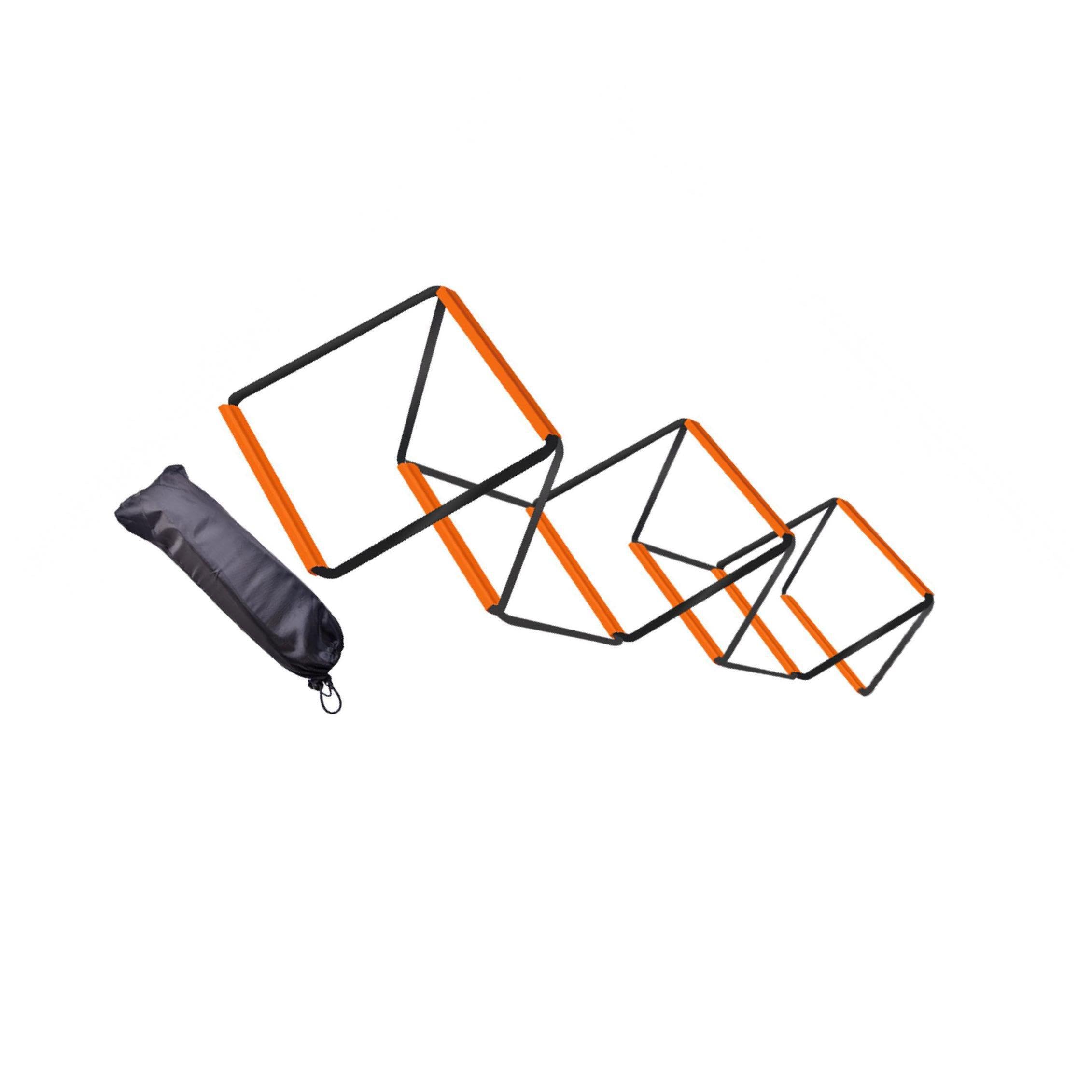 Escalera de Agilidad Plegable. Herramienta compacta y fácil de Usar para configuraciones rápidas. Entrenamiento Mejorado para Entrenadores y Atletas , Negro Naranja , 8 Rejillas con Bolsa