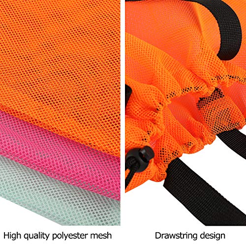 Image of 4Pieces Cute Mesh Pool Tote Bags,Mesh Beach Bags With Drawsting For Swim,Travel,Party, Color, 16.5Wx15Lx4.3H