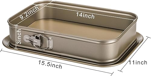 Miniatura 2 de SOUJOY Springform - Molde rectangular antiadherente para tartas de queso, molde grande con parte inferior extraíble, utensilios para hornear