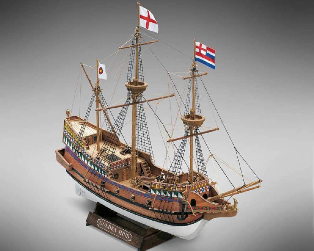 Best Price Square Golden Hind Bausatz 1:110 Mini Mamoli Modellbau Bastelkit, Holz, Historisch, Pirat, Schiff, Erwachsener, Alle Staffeln, False