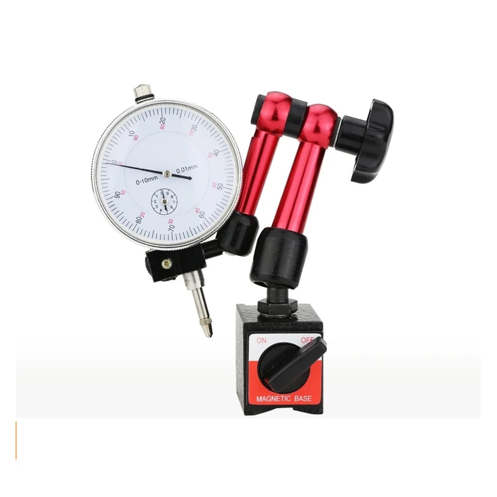 Dial Indicator Magnetic Holder Bore Gauge Stand Base Micrometer Measure Tools Hour Type Comparator Watch(10mm Dial Indicator)