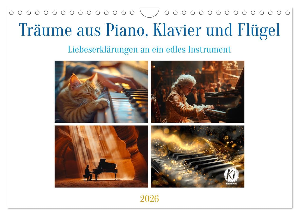 Dreams from piano, upright and grand piano UK-Version (Wall Calendar 2026 DIN A4 Landscape), CALVENDO 12 Month Wall Calendar โ image 1
