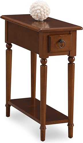 Miniatura 26 de Haven Ridge - Mesa auxiliar estrecha, mesa auxiliar de madera maciza con cajón y estante, color blanco granja, perfecta para salas de estar, blanco