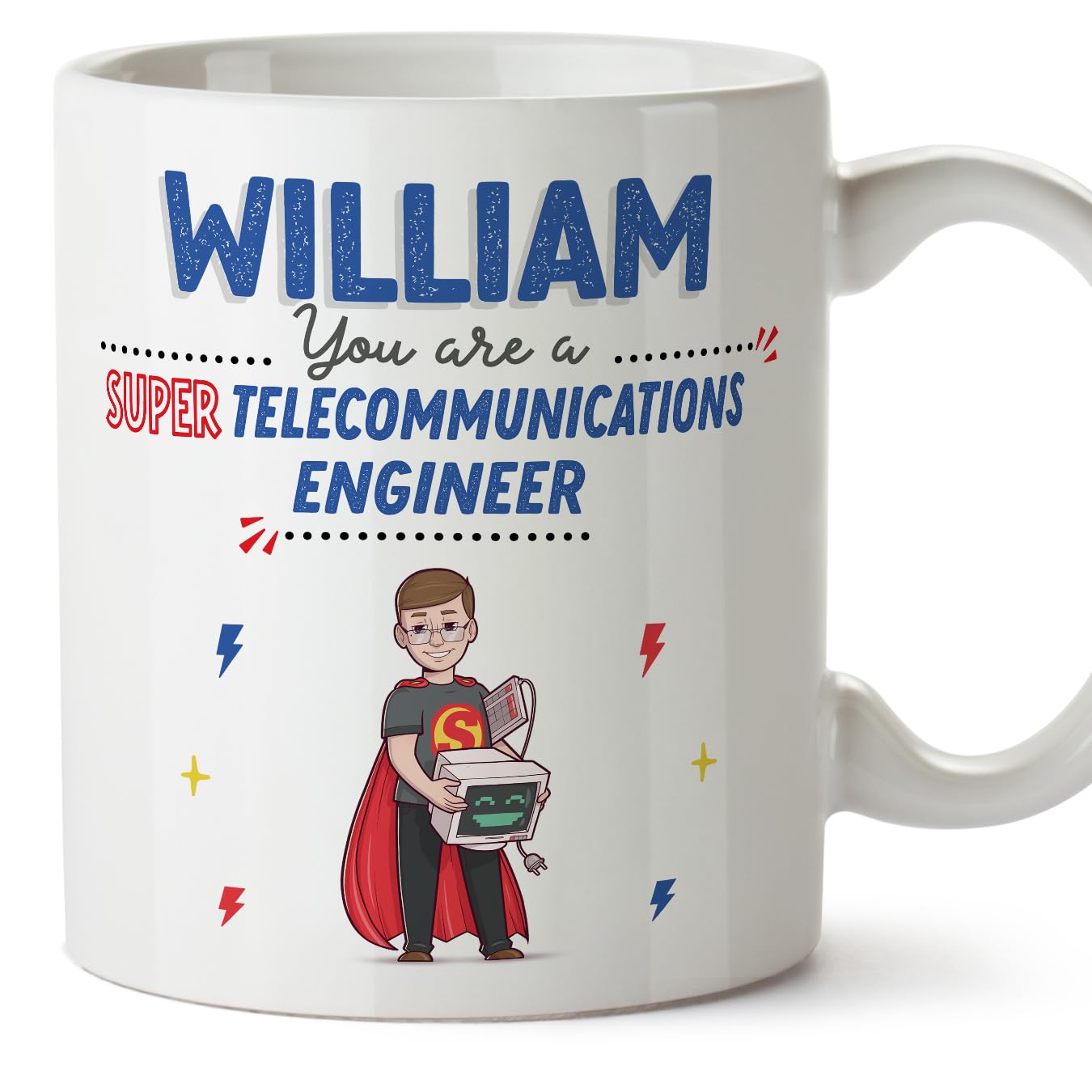 MUGFFINS Personalised Mug for Telecommunications Engineer Man - in English - You are Super! - Funny Custom Gift for Colleagues - Ceramic 11oz Mug