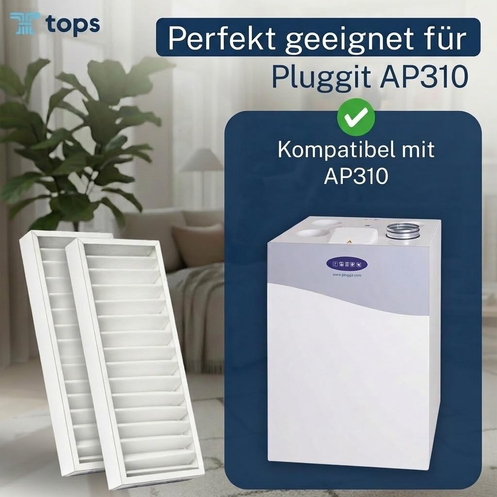 Tops Filtro per Pluggit AP310 | 4 filtri Pluggit G4 | Pluggit Filter AP310 | Sostituisce originale Pluggit APFG4-310 | Sistema di ventilazione KWL | 4 filtri G4 159 x 412 x 46 mm