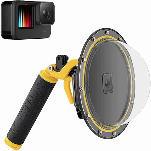Puerto de cúpula para GoPro Hero 11 Hero10 Hero 9 negro, funda de buceo subacuático, protector de lente de cámara con carcasa impermeable, agarre de