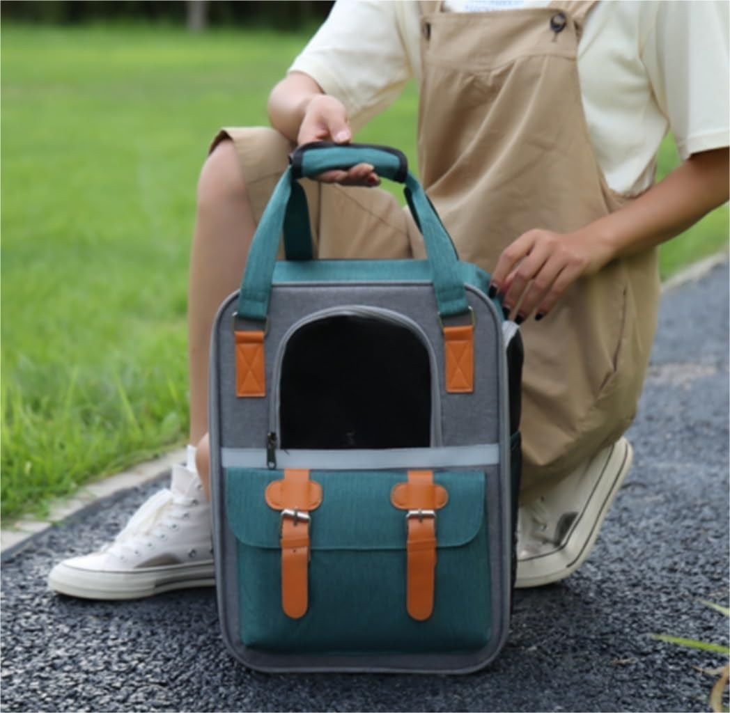 Bolsa de Viaje para Mascotas, Mochila Portátil De Gran Capacidad para Gatos Pequeños, Medianos, Perros Y Cachorros con Malla Transpirable Viajes al Aire Libre(B)