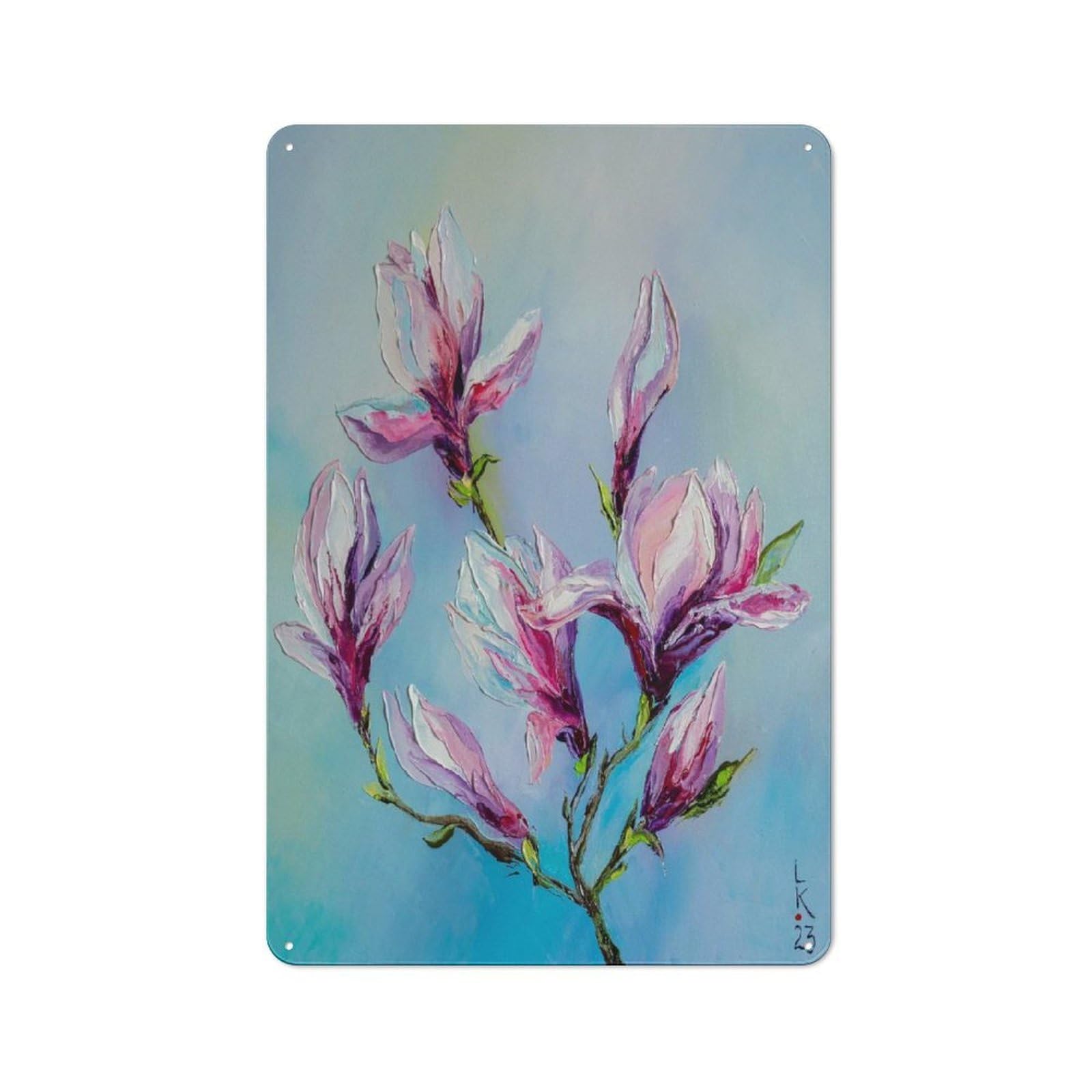 Junmoney Style Blooming Magnolia Vintage Tin Sign 30X20cm, Vintage Diner Decor For Kitchen, Cafe, Pantry Or Dining Room