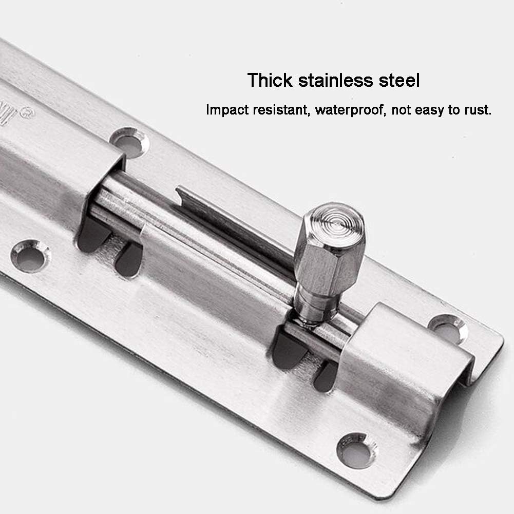 Door Lock,Gate Bolt,Sliding Bolt,2 Pcs Door Lock/Door Catch/Door Bolt Barrel/Sliding Latch for Bathroom Toilet Window Furniture Pet Gate(Color:Silver,Size:4 inch)