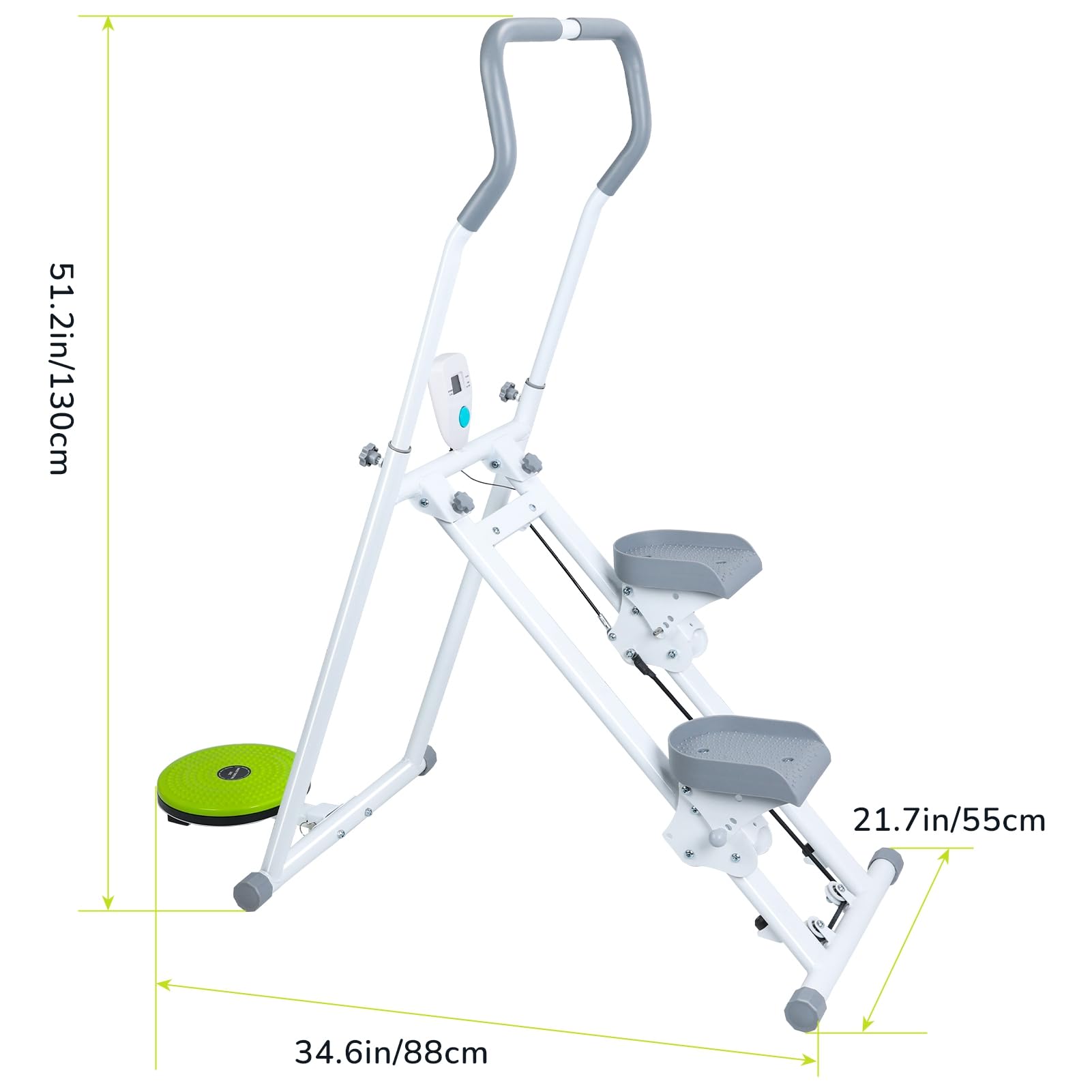 Máquina escaladora vertical de entrenamiento de cuerpo completo para gimnasio en casa, diseño compacto plegable con rango de escalones extendido, manubrio ajustable para ejercicio en