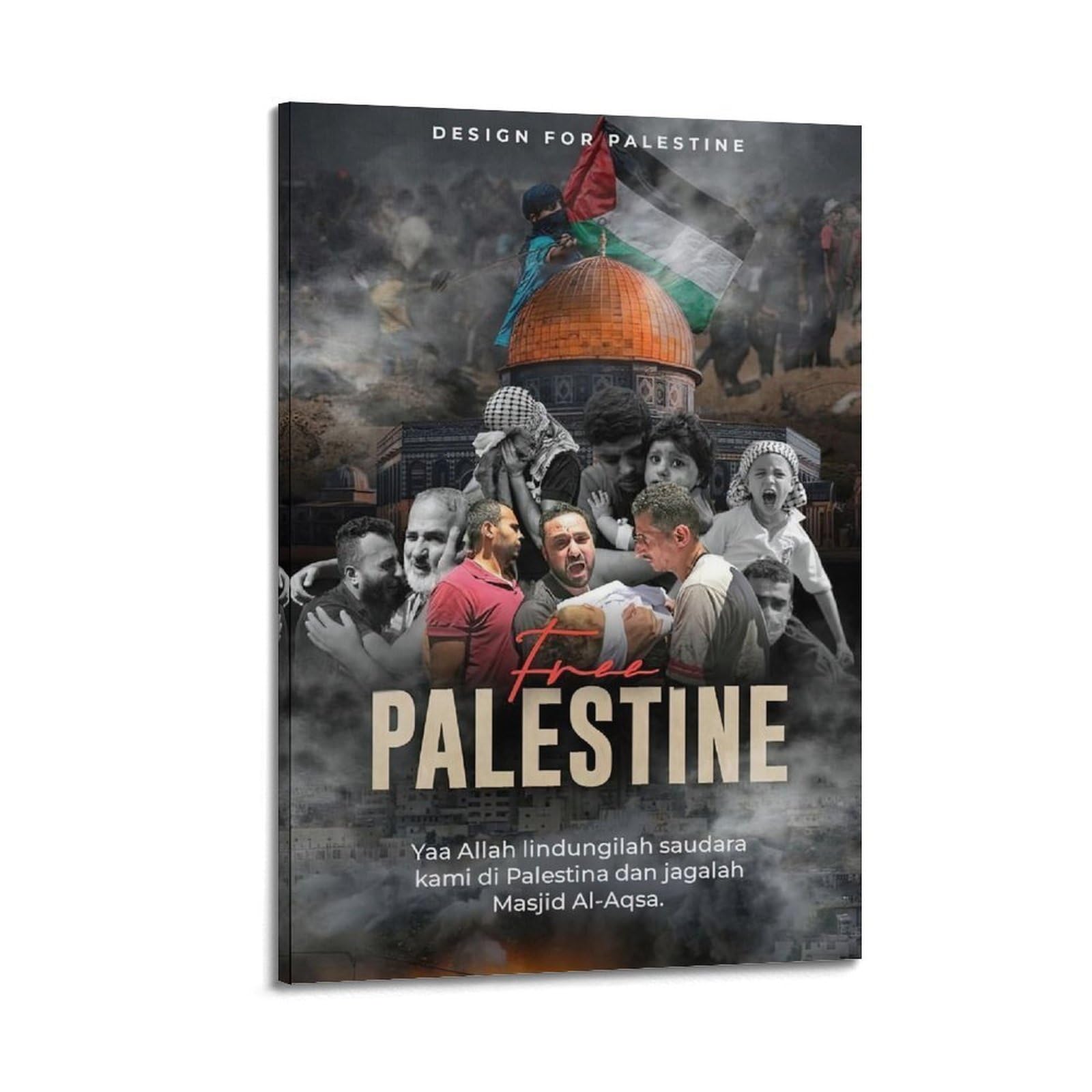 XKUGA Gaza Anti War Poster Palestine Strength Resistance Modern Decorative Canvas Prints - Ideal Wall Art for Family, Man Cave, Game Room, Boys & Girls Bedroom 20x30inch(50x75cm)