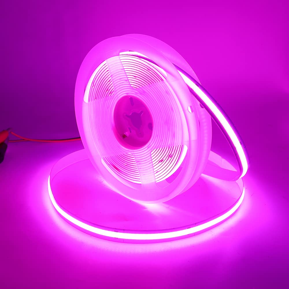 KAFULA COB LED Strip Light Pink, 320 LEDs/M 8MM Flexible Light Strip DC 5V DIY COB LED Strip Light, Widely Used in Cabinet Bedroom Kitchen Lighting Decoration [3M | Power Supply Not Included]