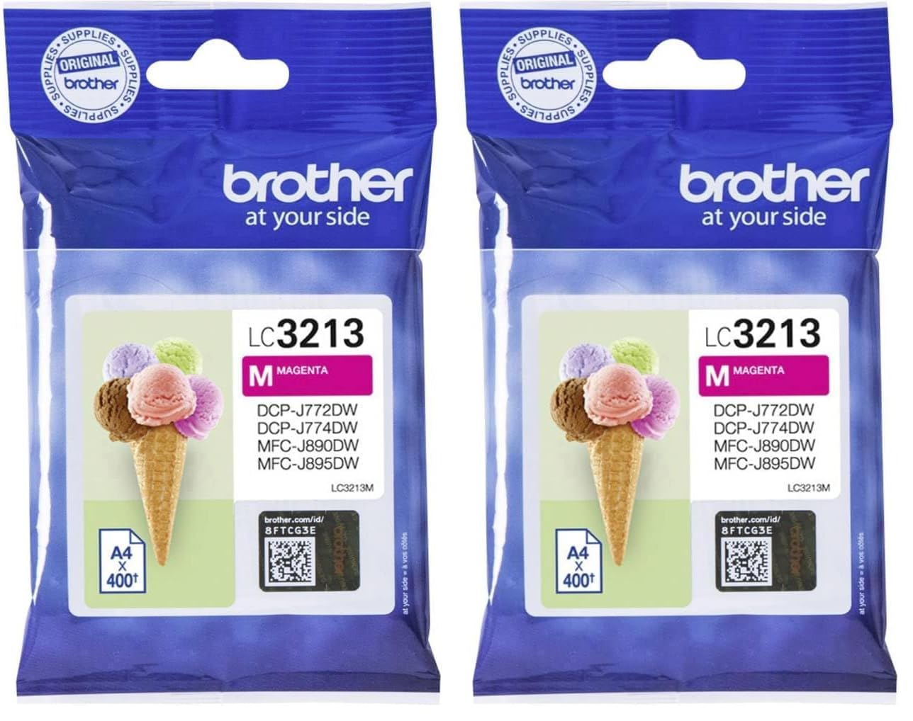 Brother LC-3213M - Cartuccia d'inchiostro (400 pagine, adatta DCP-J772DW, DCP-J774DW, MFC-J890DW, MFC-J895DW), colore magenta, piccola (Confezione da 2)