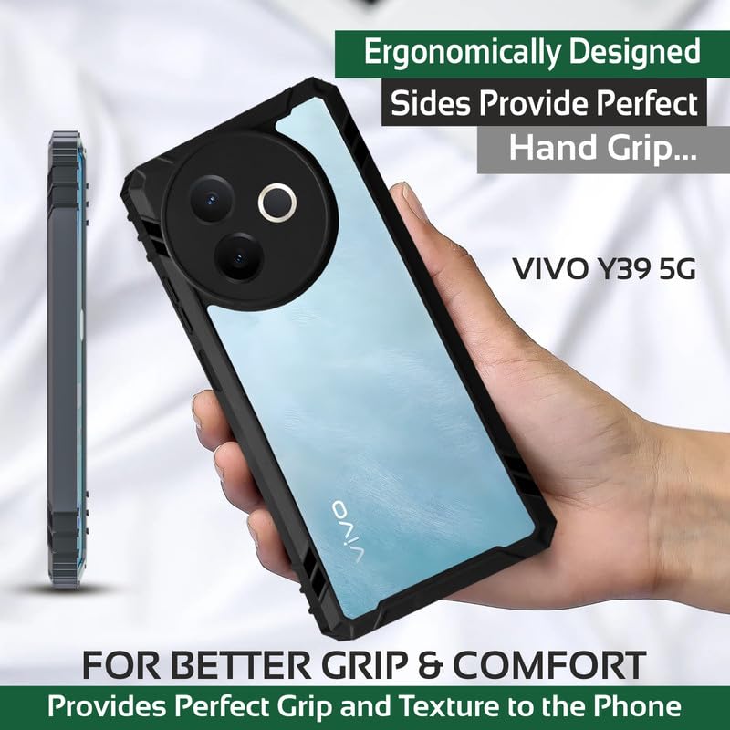 Image of AIBEX Crystal Clear Back Cover Case for Vivo Y39 5G | 360 Degree Protection | Shock Proof Design | Transparent Back Case for Vivo Y39 5G | (PC & TPU,Bumper)
