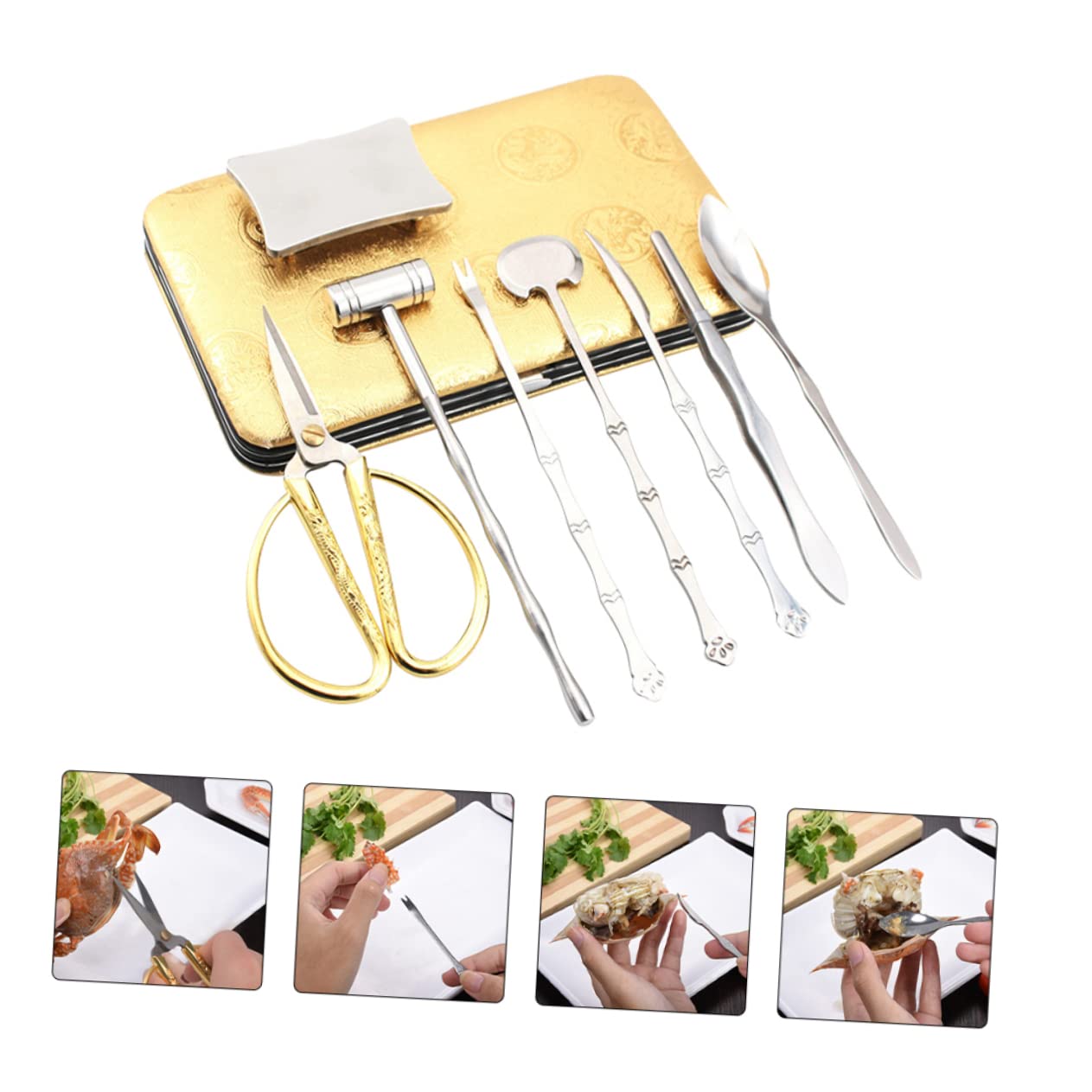 TOPBATHY Utensili in Acciaio Inox Set 8 Pezzi per Frutti di Mare