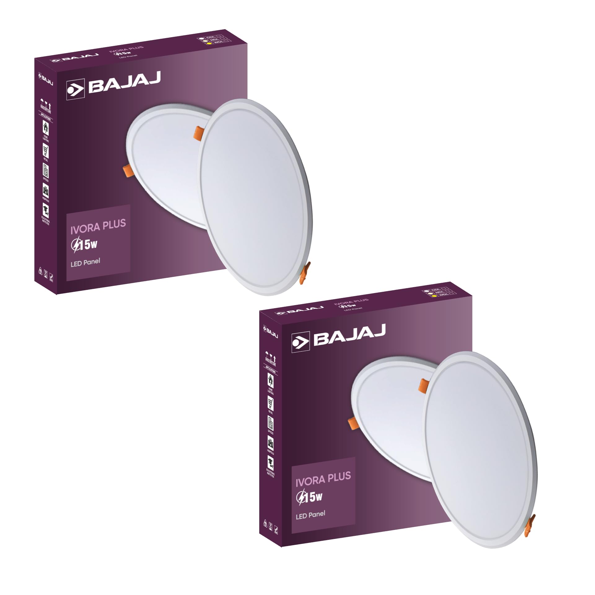 Bajaj Polycarbonate Ivora Plus LED Panel 15W WDL Round | 15W False