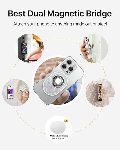Miniatura 7 de Danmus Agarre magnético para teléfono (Easyfly 2.0) potencia magnética más fuerte Soporte de anillo de dedo de gimnasio compatible con Pop Sockets,