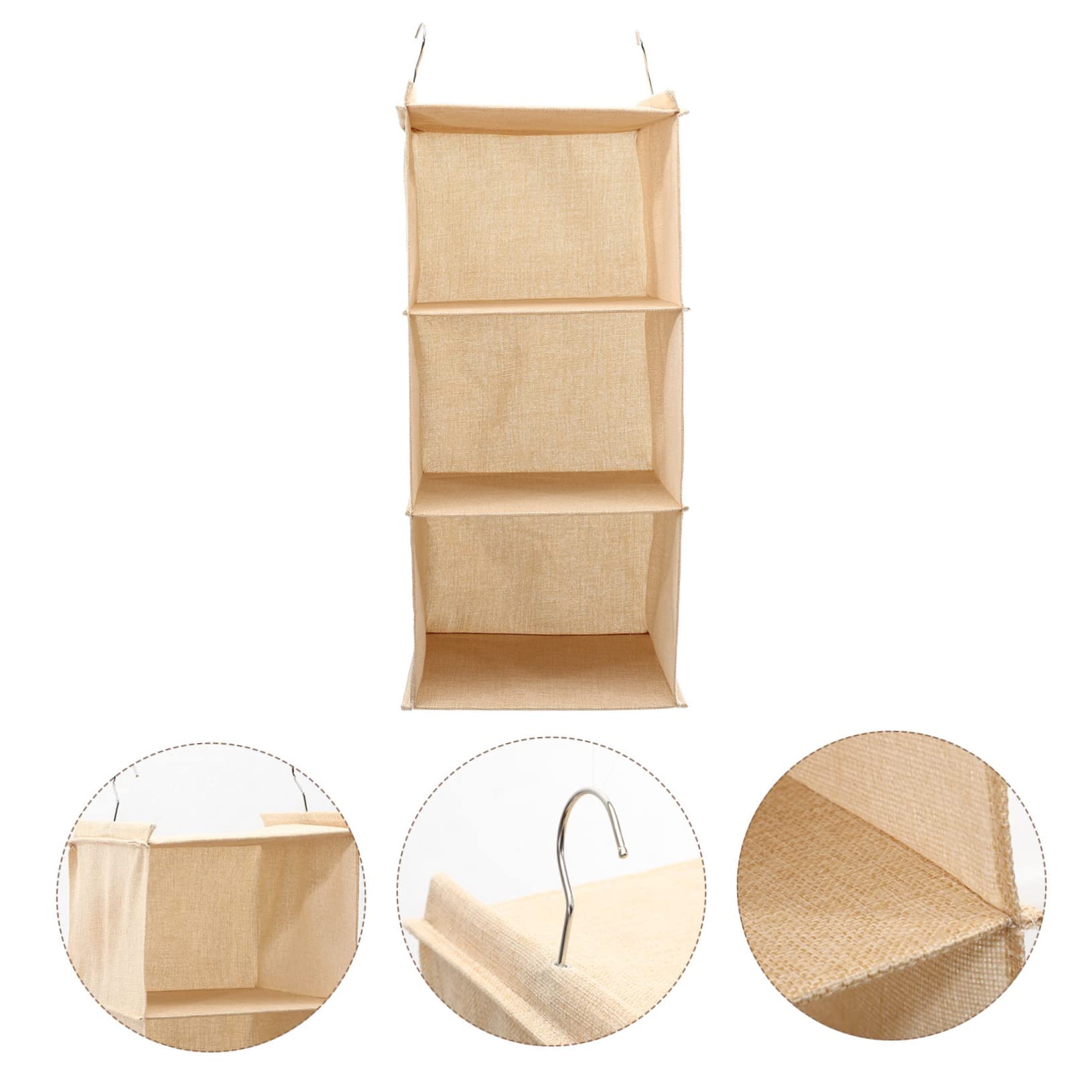 Beige Hängender Kleiderschrank Organizer, mit 3 Ablagen