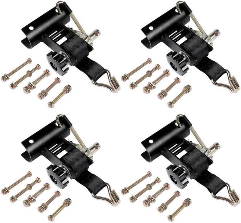 Ladder Rack Ratchet Straps Set of 4 with J Hook 2 Inch Black Round Tube Mount 1 5 Inch Wide X 7 5 Inch Long Black Compatible with