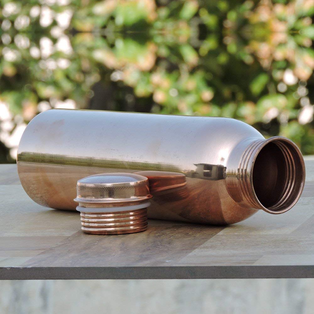 Bouteille D'eau En Cuivre Ayurvédique Mudra – 1L, Design Floral, Parfaite Pour Offrir