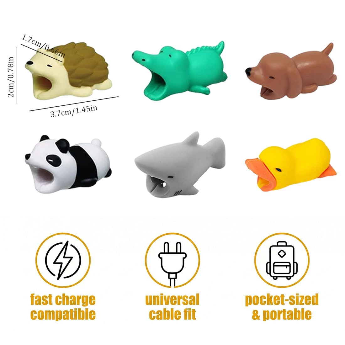 6 Pezzi Proteggi Cavo, Morsetti per Cavi in PVC Morbido con Design Animali Carini, Per Organizzare e Proteggere i Cavi di Alimentazione, Telefono, Computer, Ufficio e Casa