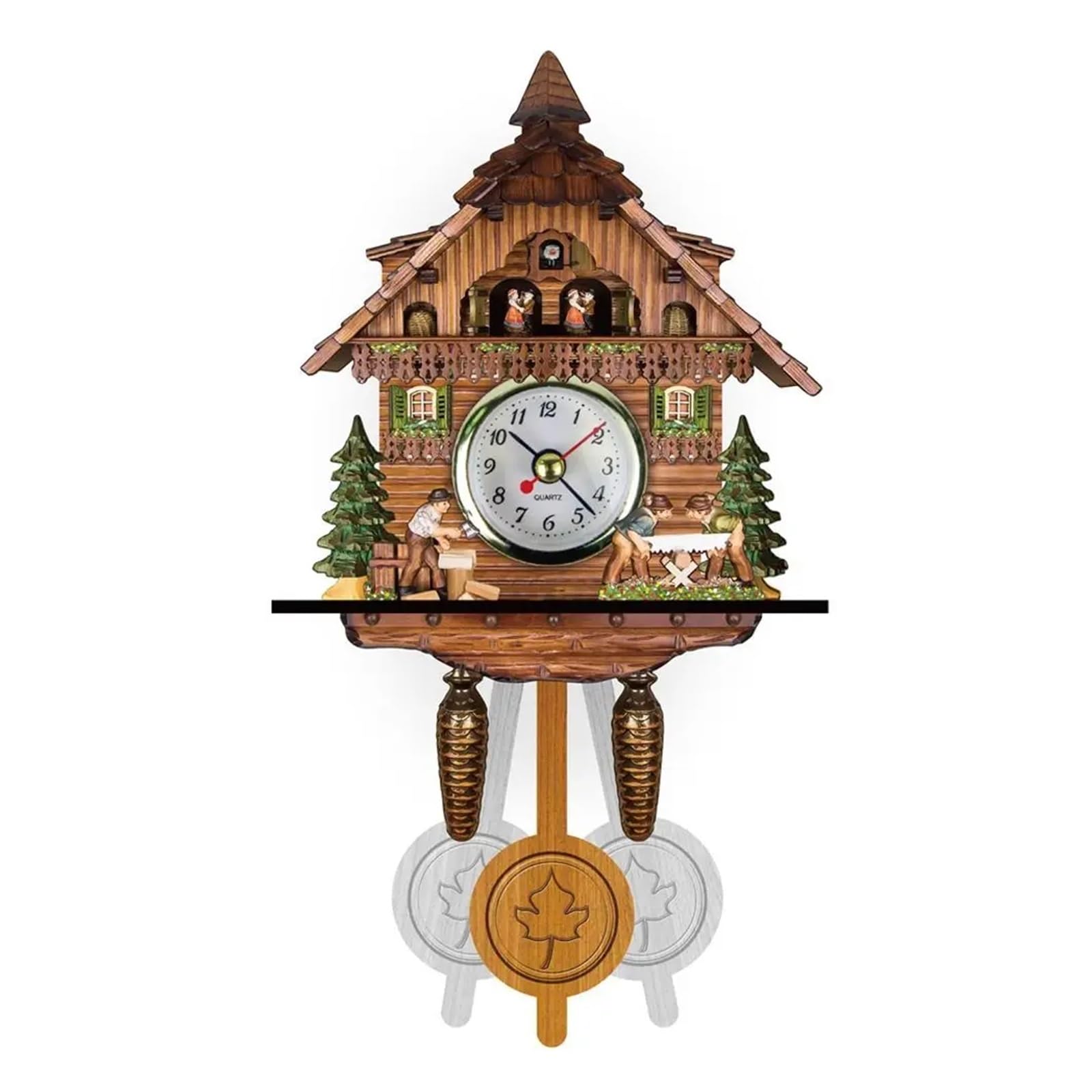 Gsclz Color-3 Silent Wood Pendulum Vintage Clocks Creative Forest Tower Cuckoo Wall Clock 3D Chiming Wooden Decorative Room For Wall Art Home Office Decoration(Color-3)