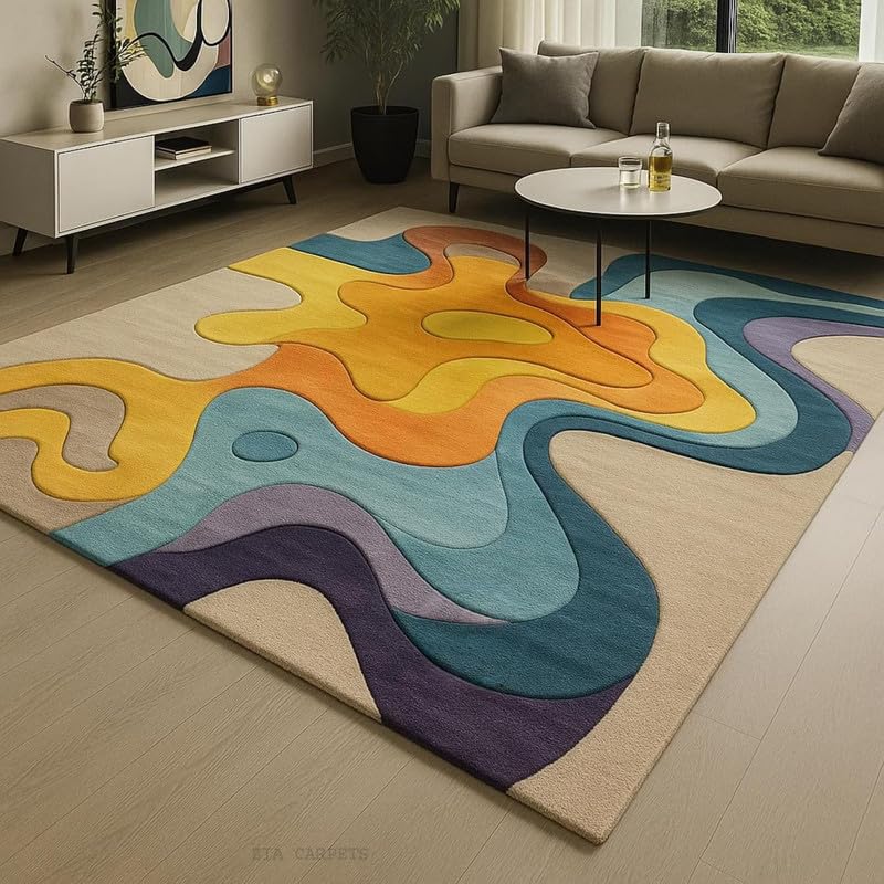 Image of zia carpets Hand Tufted Woollen Modern Collection Bedroom & Living Room Carpet Size 6 x 9 feet