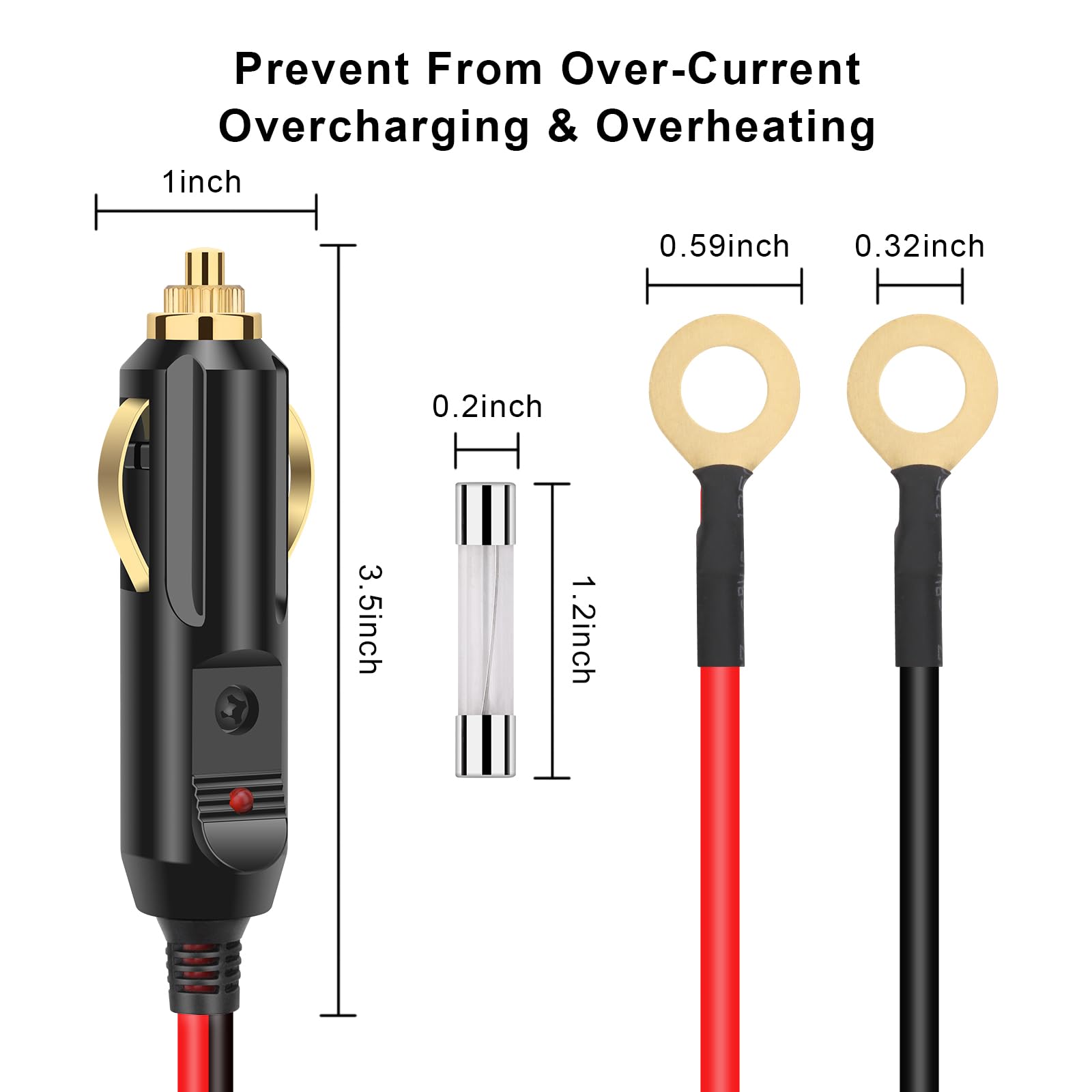 Adattatore Accendisigari Auto Con Cavo 2m E Morsetti A Occhiello – 12V/24V, Fusibile 20A, Per Inverter, Pompe, Tazze Termiche - 6