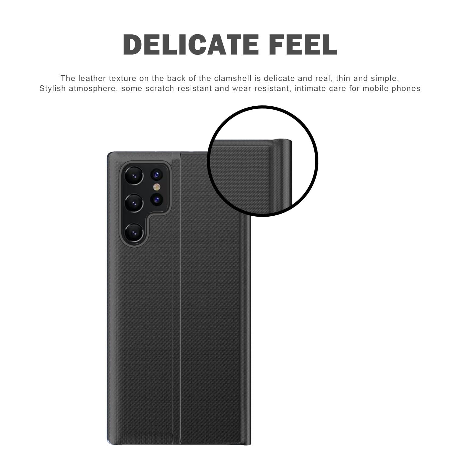 Etui do Samsung Galaxy S24 Ultra/S24 Plus/S24, etui ochronne z klapką magnetyczną, skórzane etui na telefon komórkowy z przezroczystym okienkiem z funkcją stojaka, czarne, S24 Ultra