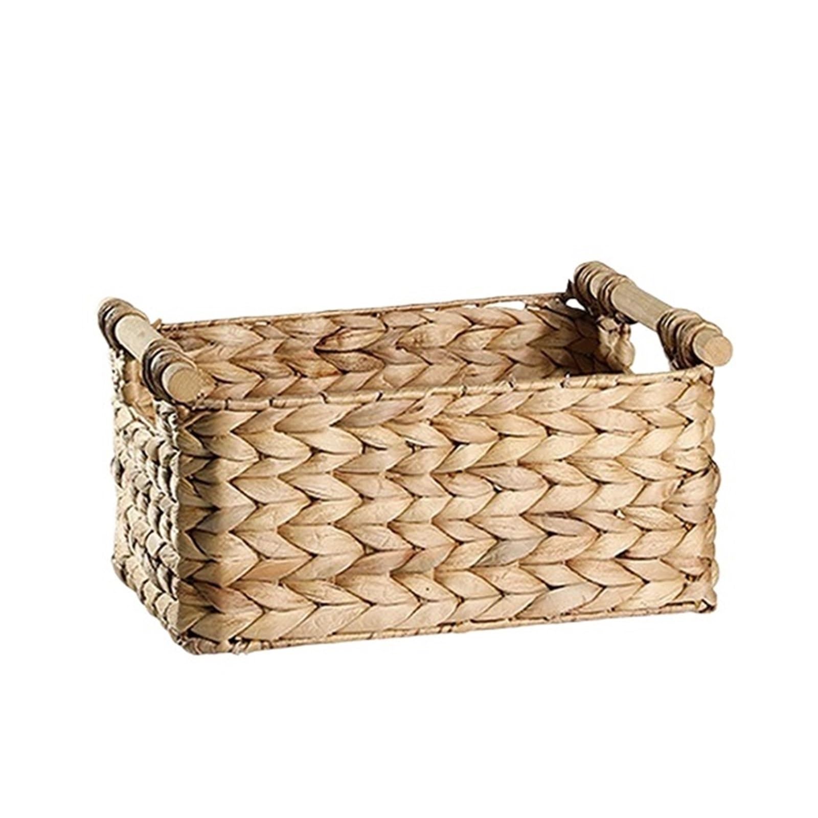 wicker basket storage Woven Storage Box Handle Kitchen Sundry Organizer Laundry Basket Rectangular Closet Picnic(L)