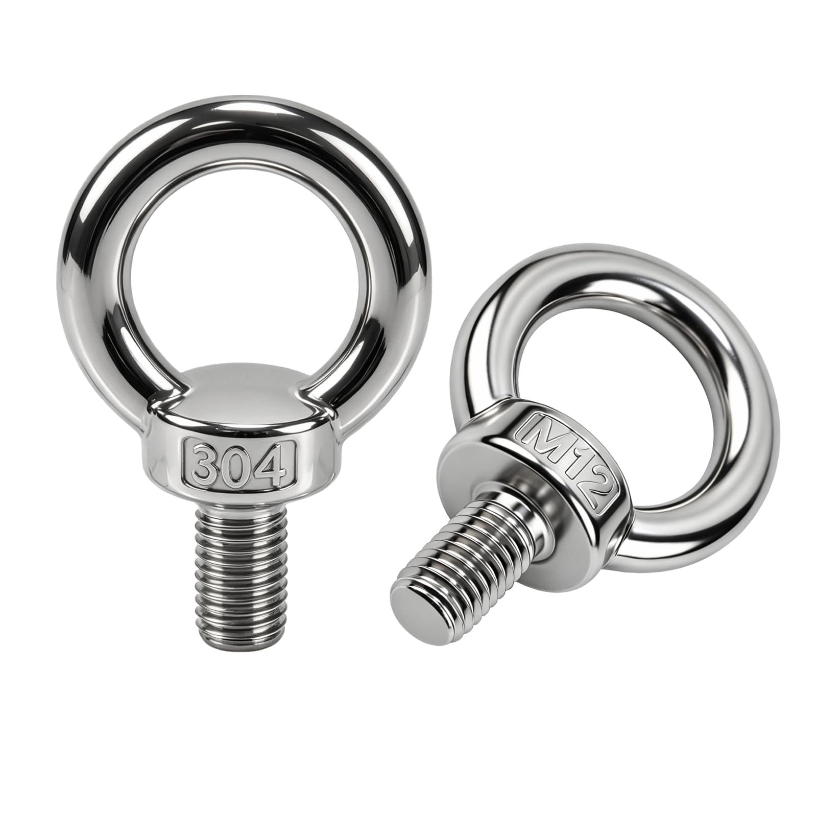 5 Pcs M12 304 Stainless Steel Heavy Duty Threaded Ring Eye Bolts