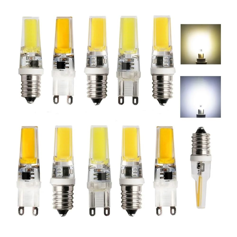 NXCVBNKZJ KJXP Lighting, Pack of 5, Mini LED COB Crystal Lamps AC220V G9 6W Dimmable Chandelier Light Bulbs(Cold White)