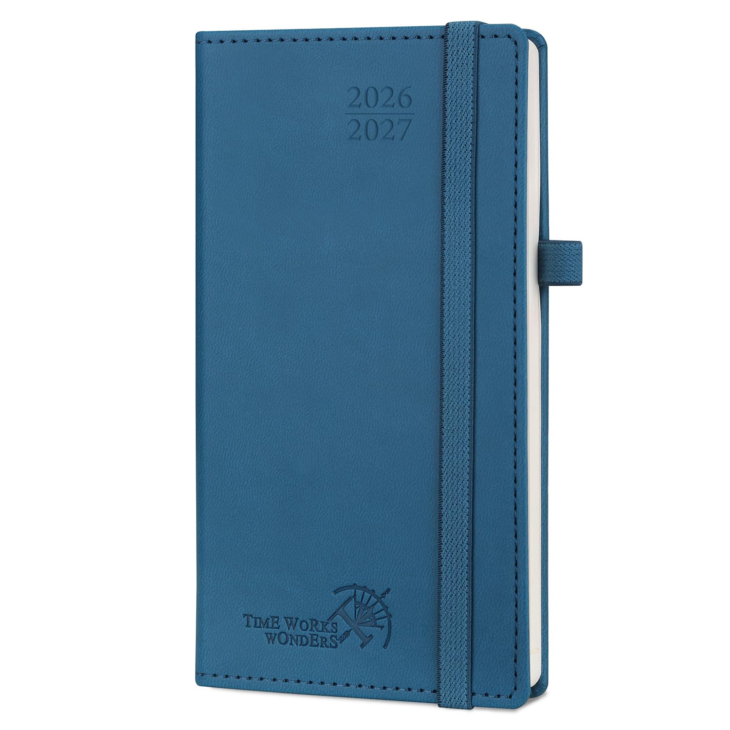 POPRUN 2026-2027 Academic Pocket Diary Week to View Slim (16.5x9 cm) 17 Months (Aug'26 - Dec'27) Small PU Leather Cover 26/27 Mid Year Weekly Planner for Bag(Night Sky Blue) โ image 1