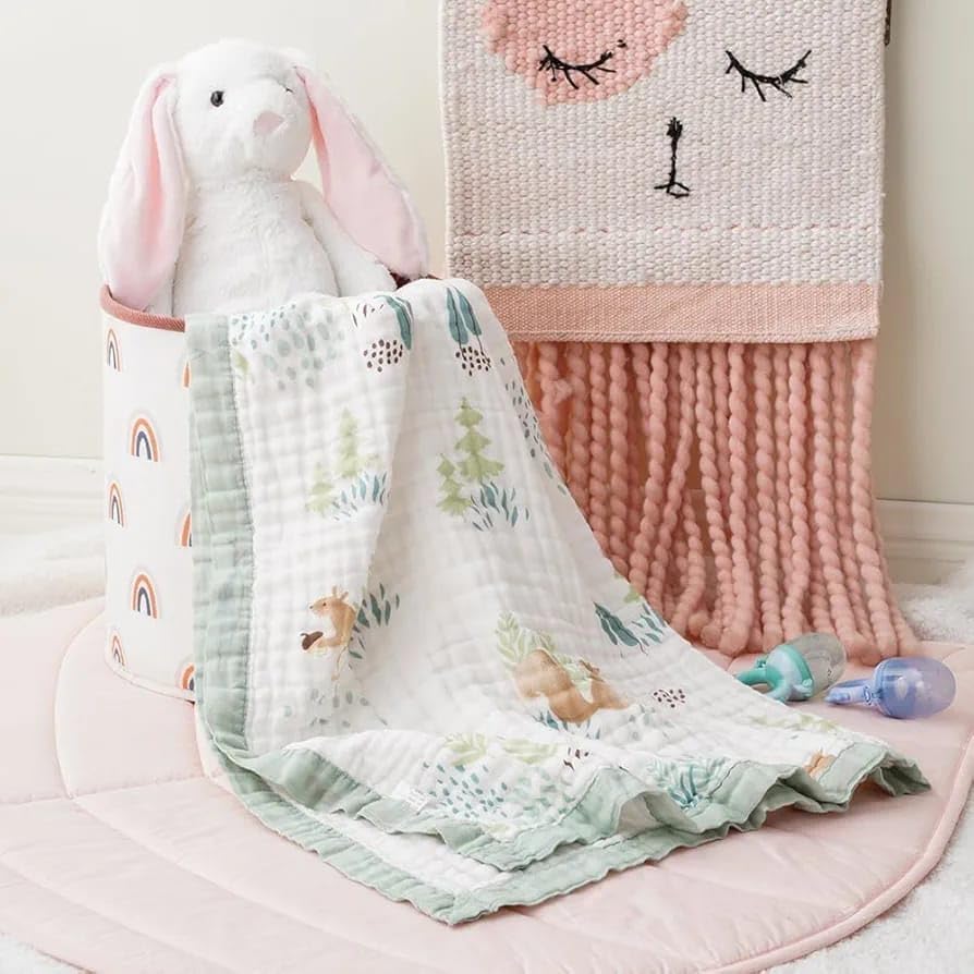 100% Cotton 6-Layer Muslin Baby Blanket | Super Soft, Breathable & All Seasons Multipurpose Blanket for Babies (Squirrel)-image-43