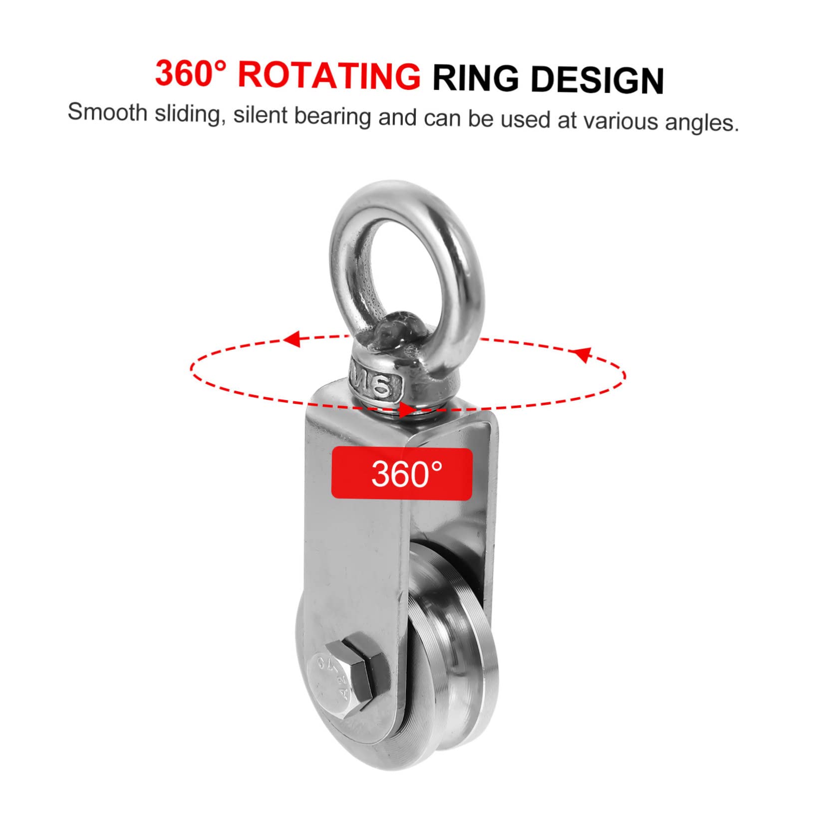 MUSISALY 2 Pcs DIY Pulley Pulley Track Stainless Steel Cable Rope Heavy Duty Steel Wire Rope Safety Ring