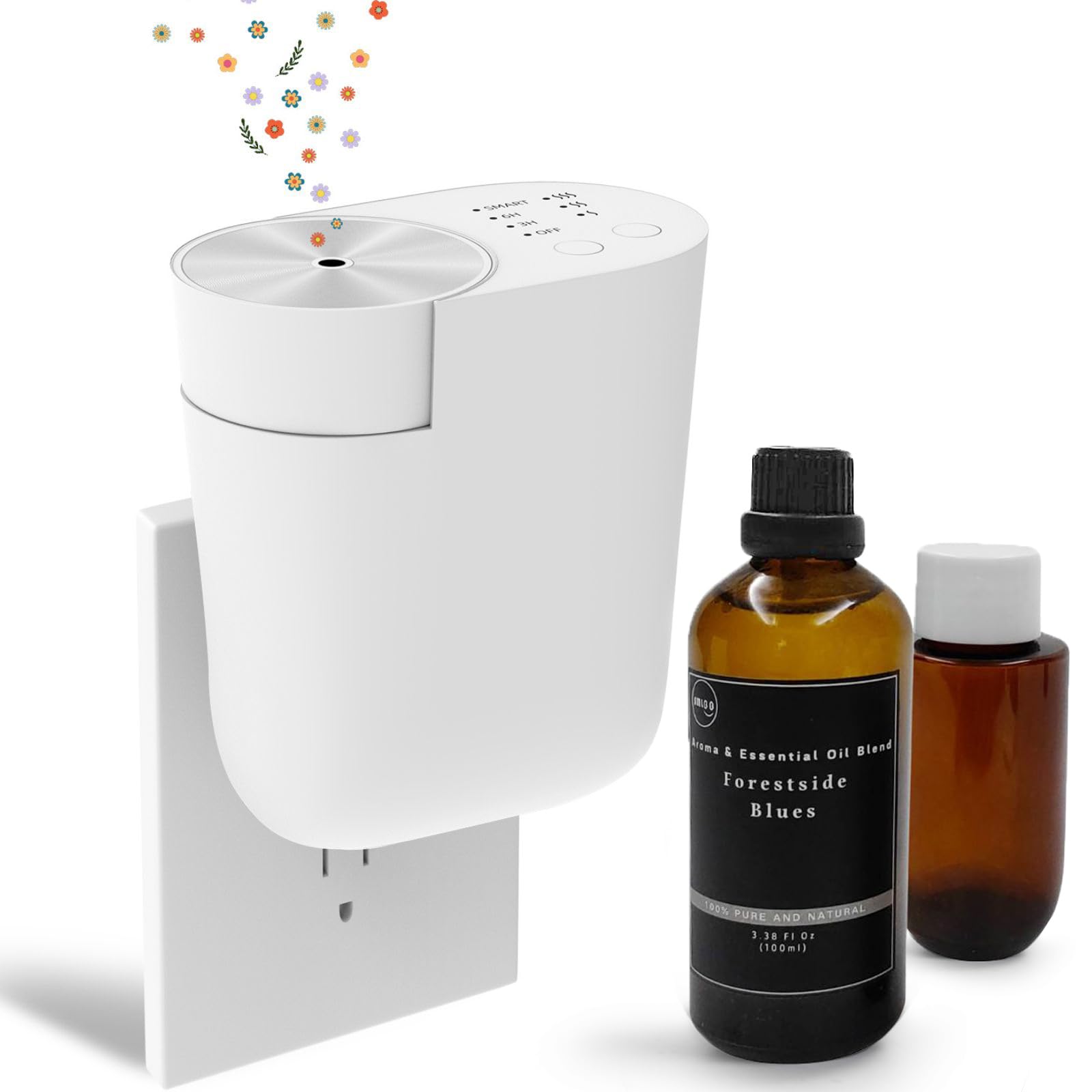 Difusor de pared enchufable | Difusor de aroma de aceites esenciales sin agua | Mini máquina de aroma portátil para habitación grande | Kit de aromaterapia con aceite de 100 ml y botella de