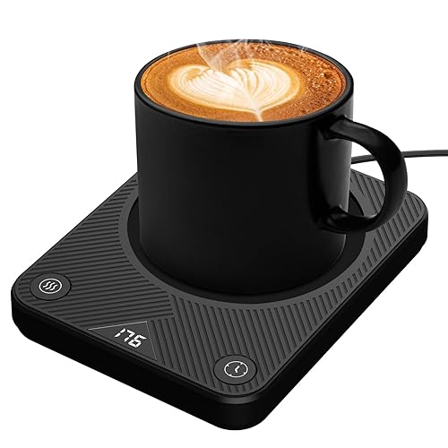 Mug Warmer, Coffee Mug Warmer with 3 Temperature Settings, Coffee Warmer for Desk Auto Shut Off, Portable Candle Warmer Plate for Bevarages, Tea, Various Cups, Mom Gifts for Mothers Day - Black