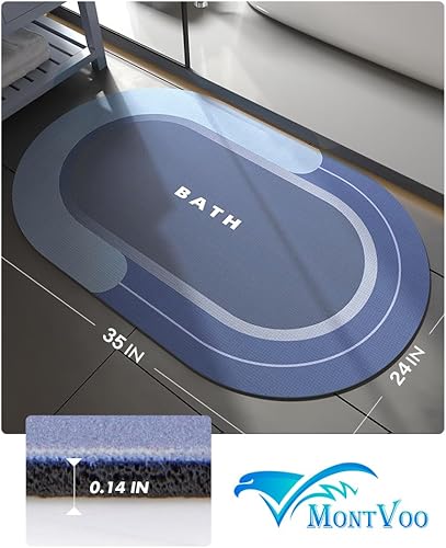 Miniatura 9 de MontVoo - Alfombra de baño para baño, antideslizante, absorbente, sin manchas, de secado rápido, alfombra de baño larga y fina para debajo de la