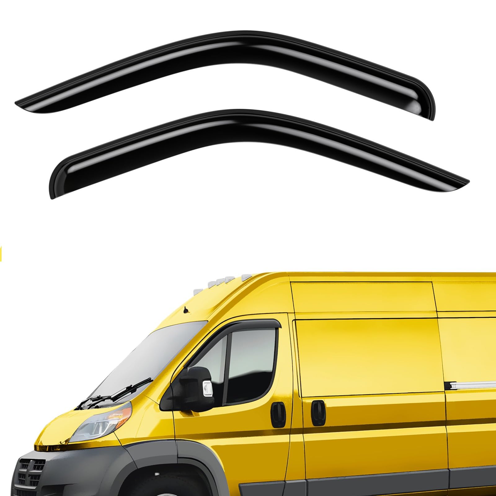 Extra Durable Window Deflectors Tape-On Window Visors Rain Guards Fit for Ram ProMaster 2014-2024, Sun Visors, Wind Vent Visors, Window Vent Shades, Exterior Car Accessories - 2 pcs. AG0455