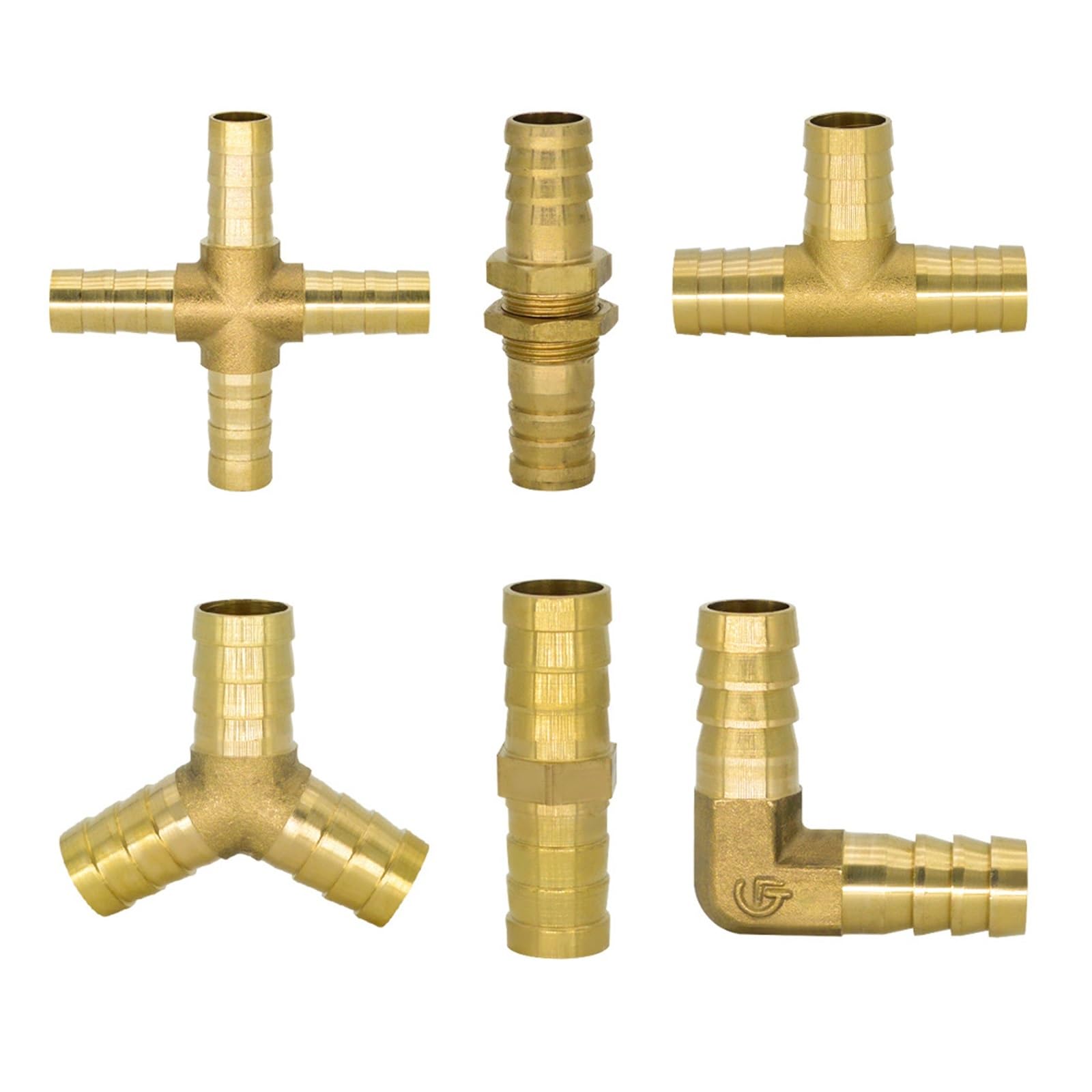 WinkelstüCk Kreuz Messing Barb Stecker Schlauch Rohr Fitting 2 3 4 weg for 4mm 5mm 6mm 8mm 10mm 12mm Luft Wasser Pneumatik für Kraftstoff(Style3,19mm)