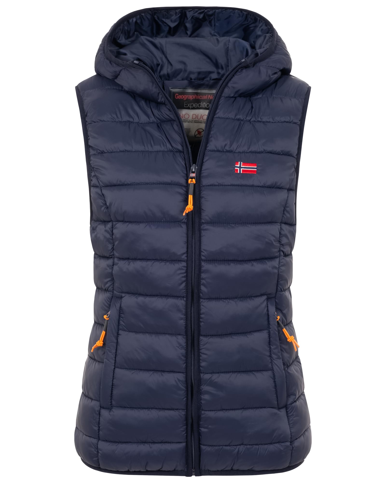 Geographical Norway Damen Steppweste mit Kapuze Frühling sportlich Übergangs Weste Herbst