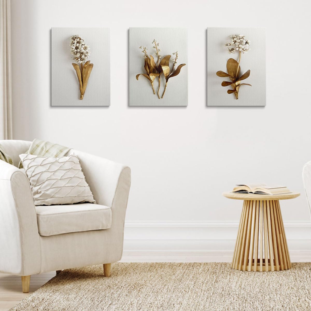 prinfantasy Canvas Wall Art 3 Panels Framed Abstract Autumn Flower Art Pictures Printing Poster Canvas Prints Wall Decor for Bedroom Living Room Bathroom Office Ready to Hang 30x40cmx3 Pcs - Image 2