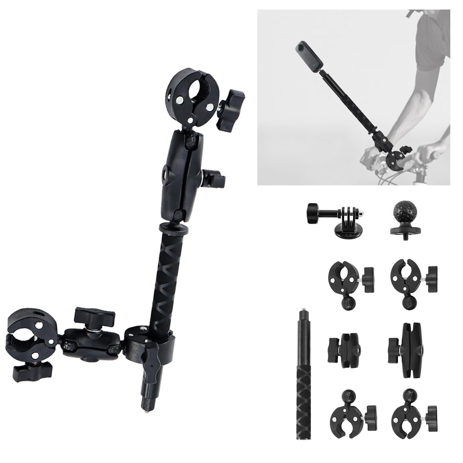 mountamento motocicletta per selfie stick rotabile 360°