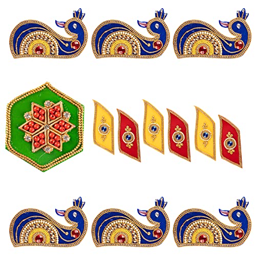 Tarini Gallery Floor Rangoli Acrylic Handcrafted Indian Traditional Home Décor for Diwali Festival Wedding Party Wall Interior Decoration and Gifting Size-12 (6 Peacock) - Image 4