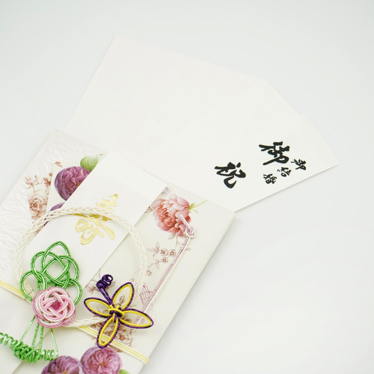 Frontia Shugi-Bukuro Japanischer traditioneller Geldumschlag für Hochzeit Washi Blume Kristall Mizuhiki handgefertigt Japan Import