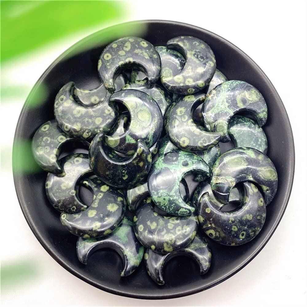 OURECO natural magic Natural Peacock Eye Crystals Moon Shaped Stones Healing Crystals Jewelry Making Natural Stones and Minerals (Size : 1pc)