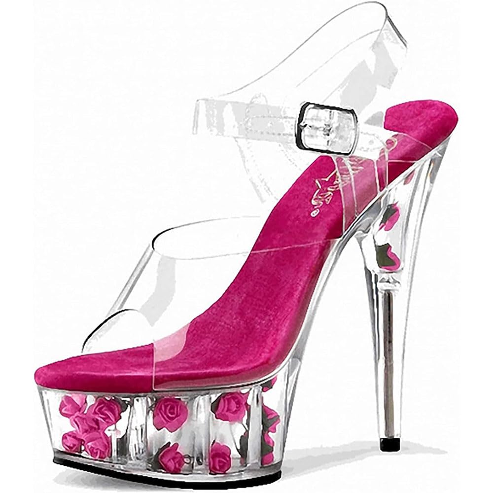 Hyfzxwx Women's B Transparent Open Toe Sandals For Pumps, Stiletto High Heels, Sexy Stripper Performance Pole Dance Shoes Wedding Prom Shoes, Plus Size /B/39Eu