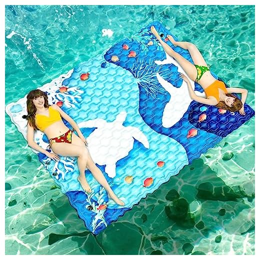 Sunlite Sports Giant Water Floating Raft Inflatable, Lily Pad Water Mat Island for Lake, Beach, Pool, Great for Family, Heavy Duty Water Bed and Floating Island Mat
