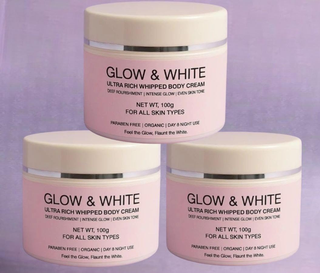 Glow & White Ultra Rich Whipped Body Cream | Deep Nourishment & Even Skin Tone | Organic, Paraben-Free | For All Skin Types | Day & Night Use (3)