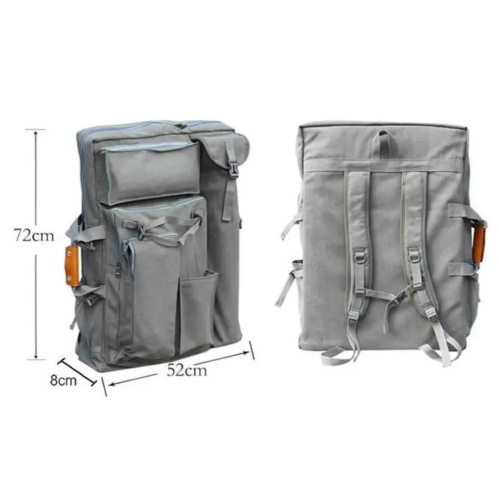 Kunst Mappe Tasche Großer Kunst-Portfolio-Rucksack, 50 x 70 cm, Zeichenbrett-Tasche, A2-Künstlertasche, verdickte Leinwand-Kunsttasche for Künstler Für Zeichenbretter(Grey)
